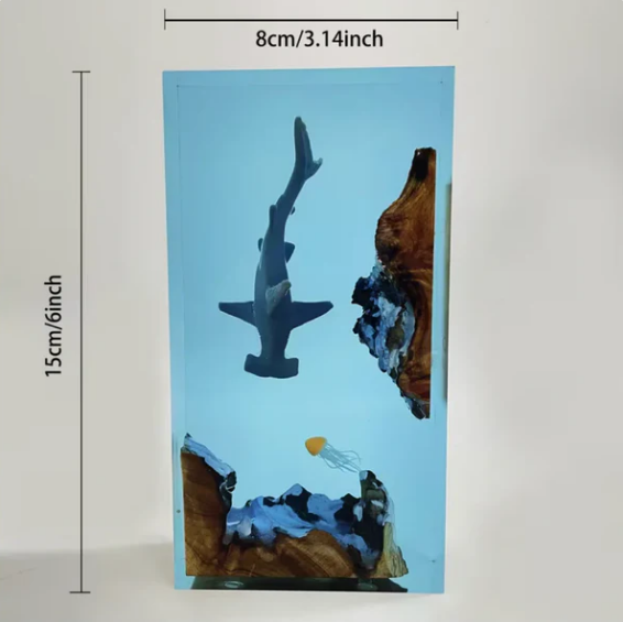 Hammerhead Shark and Jellyfish Resin
