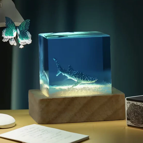 Single Whale Resin Lamp