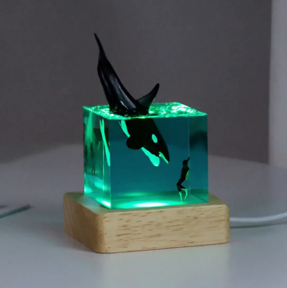 Ocean Resin Night Light Cube