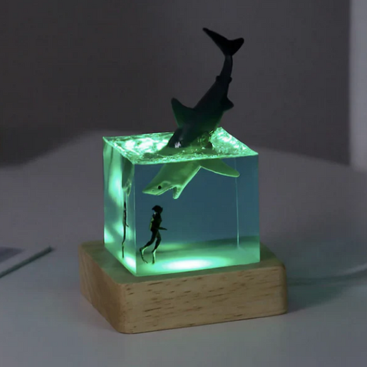 Ocean Resin Night Light Cube