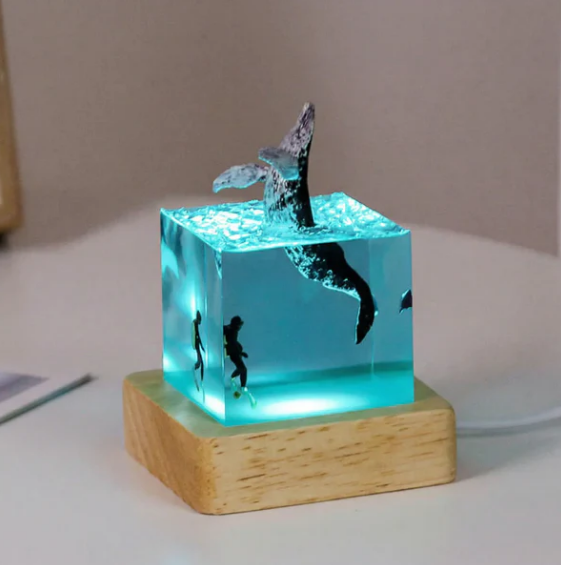 Ocean Resin Night Light Cube