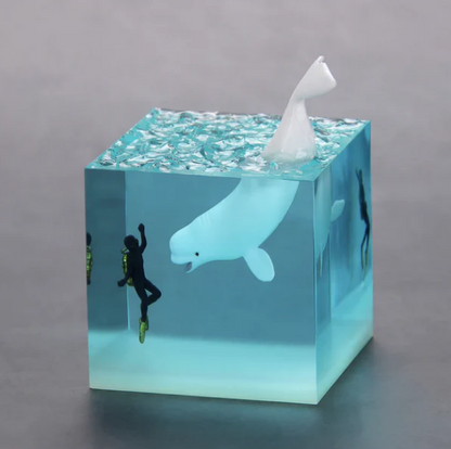 Ocean Resin Night Light Cube
