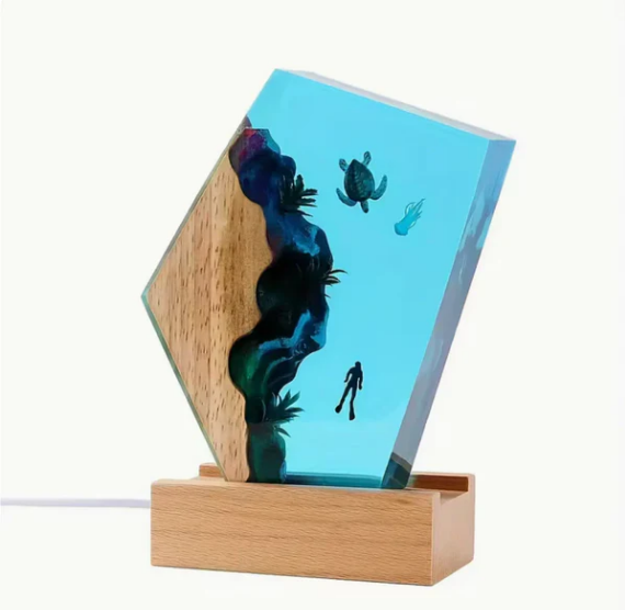 Turtle, Whale & Jellyfish Resin Lamp