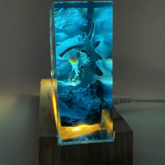 Hammerhead Shark and Jellyfish Resin