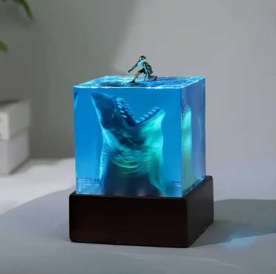 Shark Surfing Resin Lamp