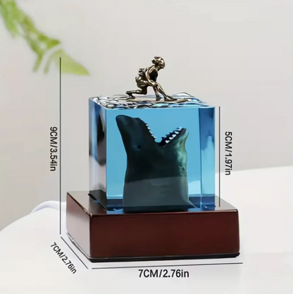 Shark Surfing Resin Lamp