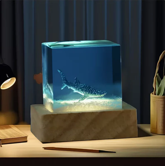 Single Whale Resin Lamp