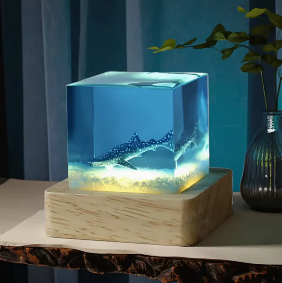 Single Whale Resin Lamp