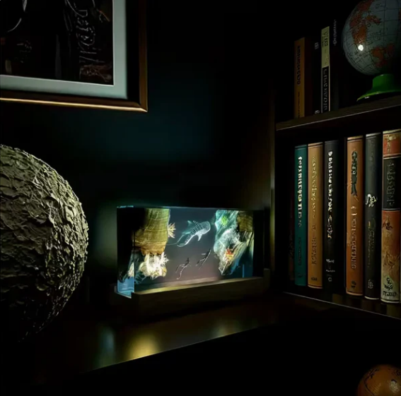 Whale and Divers Resin Lamp