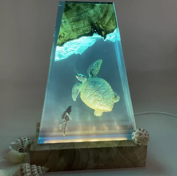 Large Turtle Resin Lamp