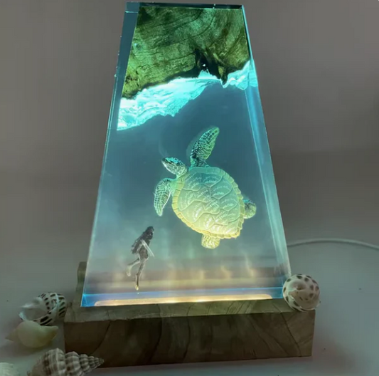 Large Turtle Resin Lamp
