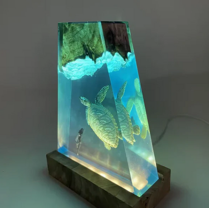 Large Turtle Resin Lamp