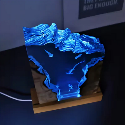 Whale and Diver Resin Lamp